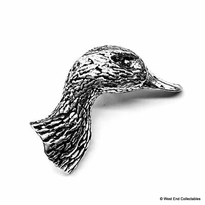 Kleine Entenkopf Zinn Silber Brosche UK Handarbeit Kunsthandwerk Stockente Vogel B54
