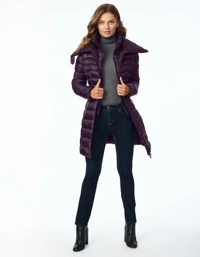 NEW Women s BERNARDO FASHIONS ECOPLUME HIGH NECK LUST WALKER COAT JACKET