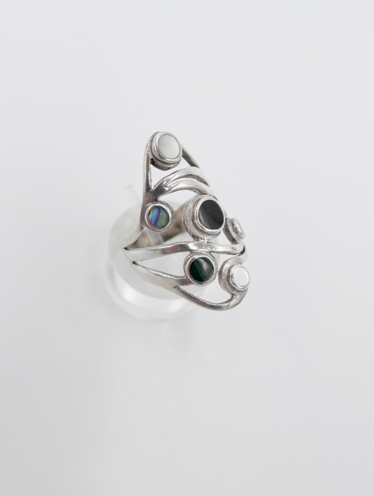 80s silver ring women statement ring size 60 silv… - image 2