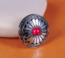 10X 30MM SUN FLOWER RED TURQUOISE Silver SCREW BACK SADDLES LEATHERCRAFT CONCHOS