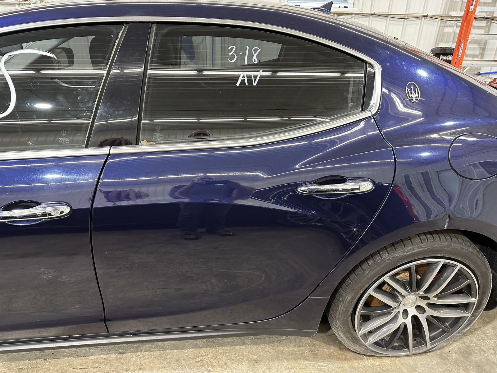 14-17 MASERATI GHIBLI DRIVER LEFT REAR SIDE DOOR BLUE PASSIONE PAINT 426B