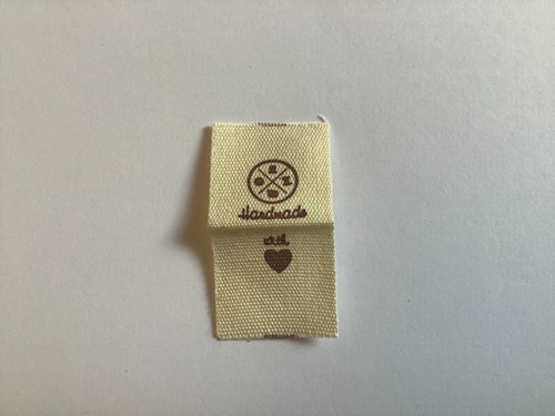 Labels Cream Fabric Hand Made With Love Sew On Garment Cotton Clothing Tags - Picture 10 of 22
