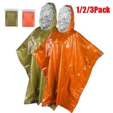 1/2/3 Pack Universal Waterproof Windproof Emergency Survival Rain Poncho Camping