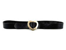 GUCCI Belt Gold Heart Buckle 90/36 Black Leather Authentic