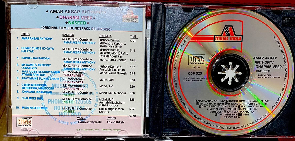 Amar Akbar Anthony/Dharam Veer/Naseeb-Music India Triple Combo