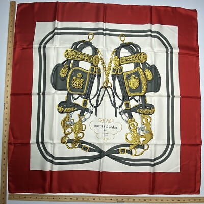 HERMÈS カレ90 BRIDES de GALA Hermes Silk Scarf 90, 1957 Red, Brides de Gala by Guygkar Hugo