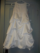 New Girls Size 10 Ekidsbridal White Satin Flower Girl Wedding Communion Dress