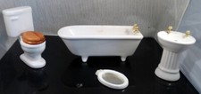 Vintage 4 Piece Porcelain BATHROOM SET 1:12 Dollhouse Miniature