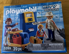 Playmobil 5399 Familie am Checkin Automat, 3 Figuren, Gepäckwagen etc