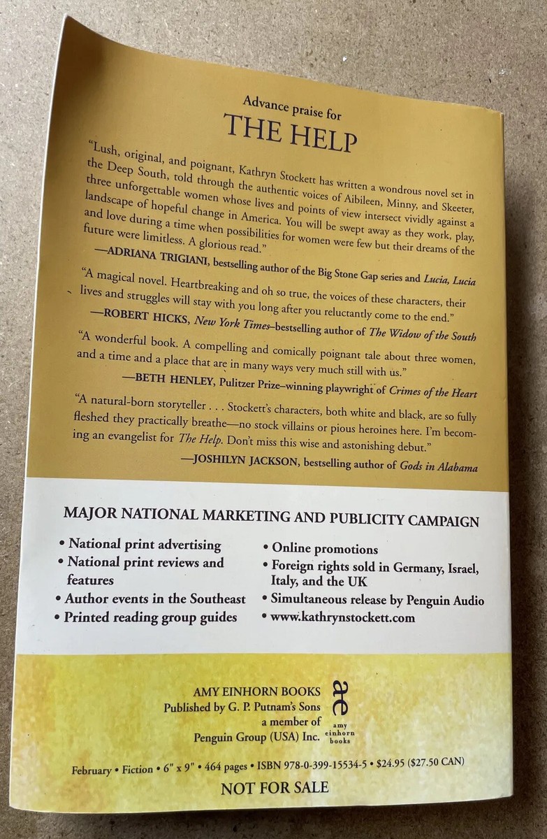 The Help by Kathryn Stockett Uncorrected Proof Advance Reader's