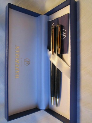 Waterman Hemisphere Set Marble Grey & Gold Ballpoint Pen & 0.5 Pencil New In Box