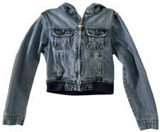 Girl's GAP Denim Jean Hooded Jacket Sz L 10 RN 54023