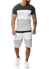 Men 2 Piece Short Sets Outfits Dark Gray SZ M