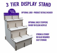 STRONG DISPLAY STAND 3 TIER Retail SHELF UNIT CRAFT FAIR 4mm MDF NO GLUE