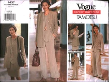 1437 Vintage Vogue Sewing Pattern Misses Loose Fit Jacket Skirt Top Vest Pants