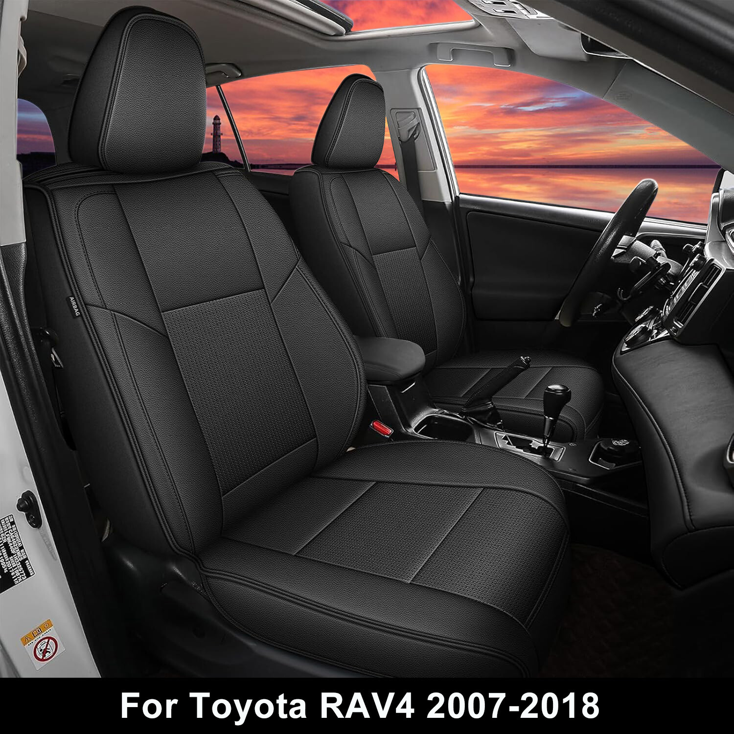 Car Faux Leather 5-Seat Covers Fit For 2007-2018 Toyota RAV4 Full Set Protector