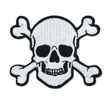HALLOWEEN - SKULL with CROSSBONES - Embroidered Iron-On/Sew-On Patch