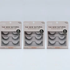 Lot Of 3 Kiss New Natural False Eyelashes Nude Blazer 3 Pairs Each Lifted Effect