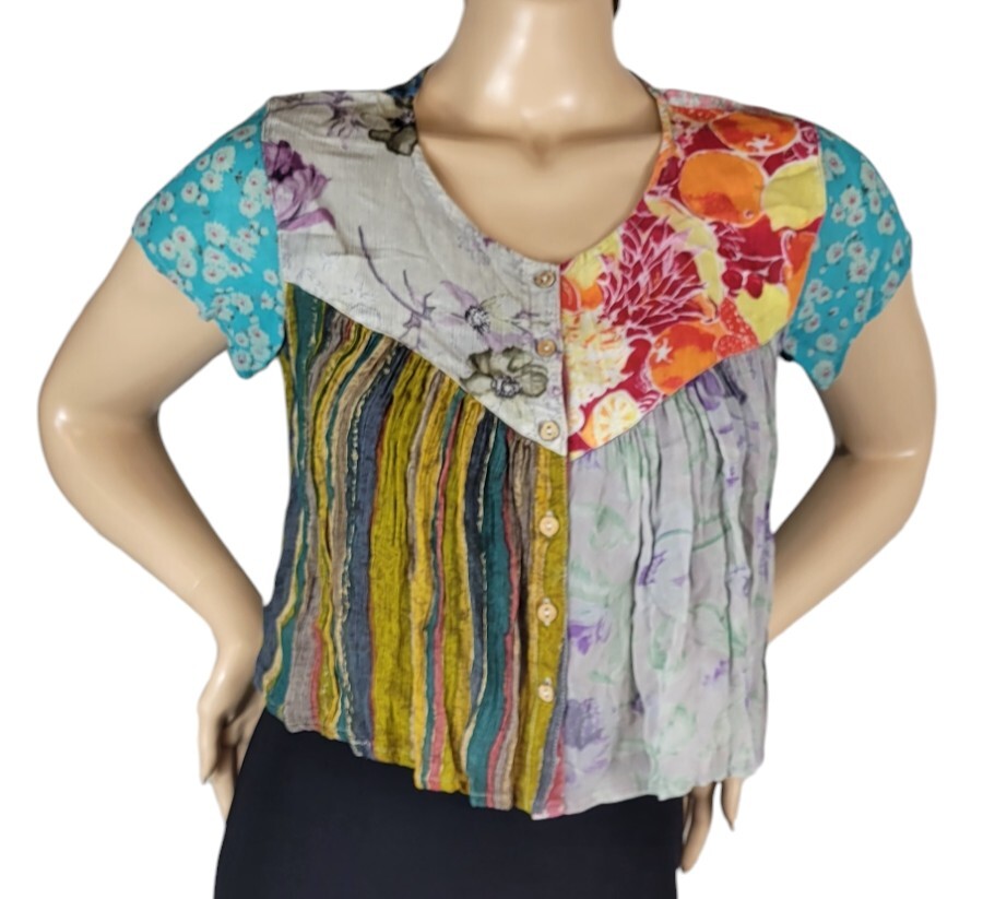 Sacred Threads Abstract Floral Patchwork Boho Flo… - image 2