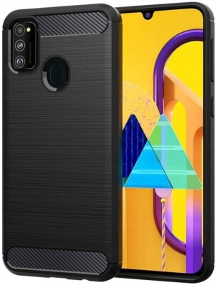 FÜR SAMSUNG GALAXY M21 - CARBON LUX Case Cover Tasche Schutzhülle Hülle SCHWARZ