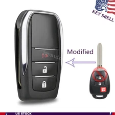 Modified Uncut New Style Flip Remote Key Shell Case 2+1 Button for Toyota Scion