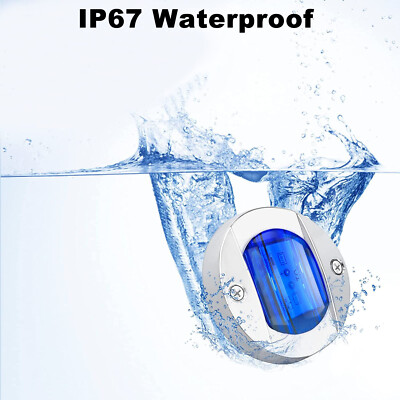 4X Blue Round 3" Marine Boat LED Stern Transom Lights Cabin Deck - Foto 9