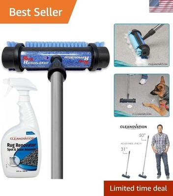 Ergonomic 2-in-1 Carpet Scrubber with Long Handle & Stain-Removing Shampoo