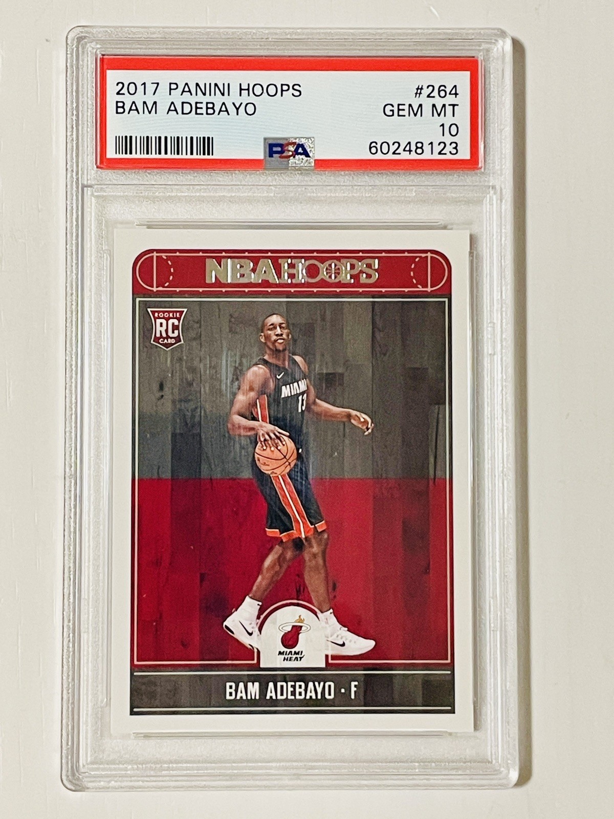 2017-18 Panini NBA Hoops - Bam Adebayo #264 (RC) Rookie PSA 10 view 1