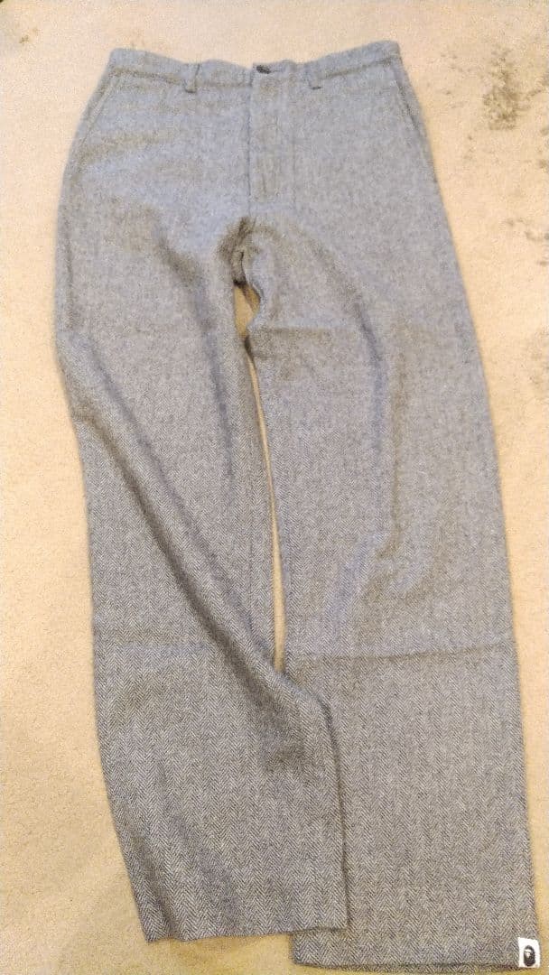 A Bathing Ape Wool Blend Herringbone Slacks Pants Gray M Waist 80cm