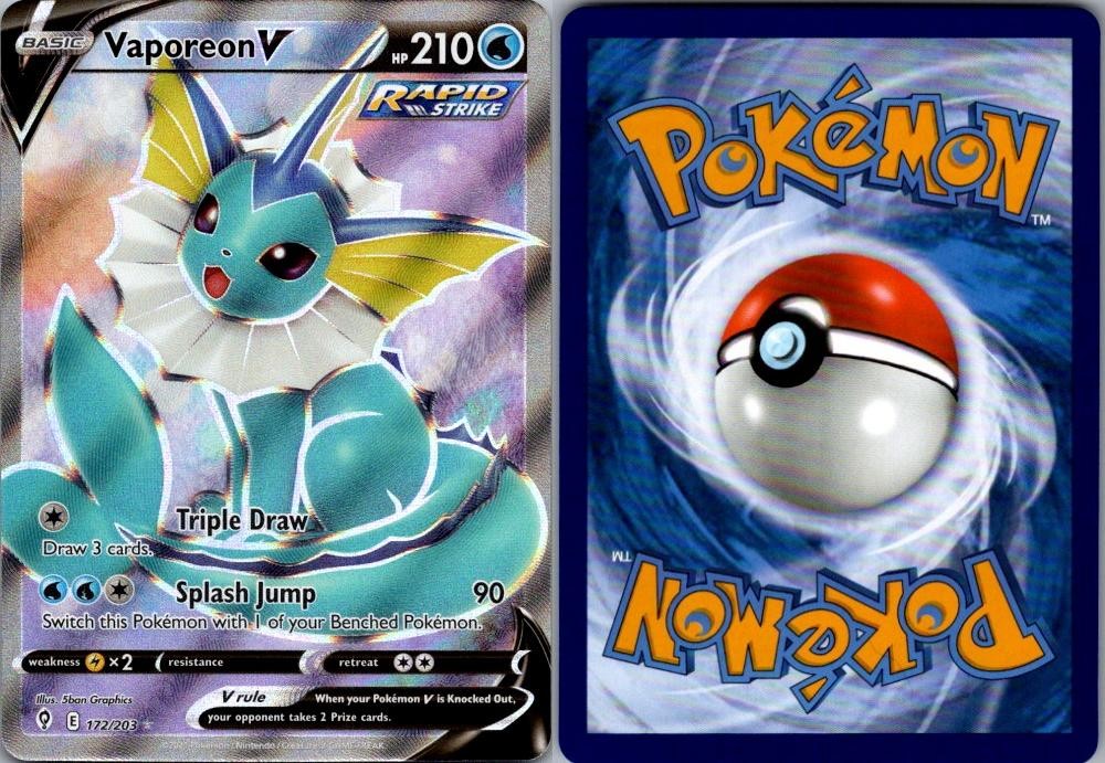 Vaporeon V 172/203 Ultra Rare Evolving Skies Pokemon Near Mint