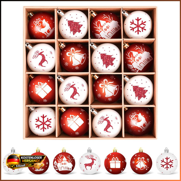 Weihnachtskugeln Kunststoff Set 16 StüCk 6Cm Christbaumkugeln Deko Weihnachten-image