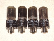 4 x 6V6gt Ken-Rad Tubes *Black Glass*Very Strong Matched Quad*#6