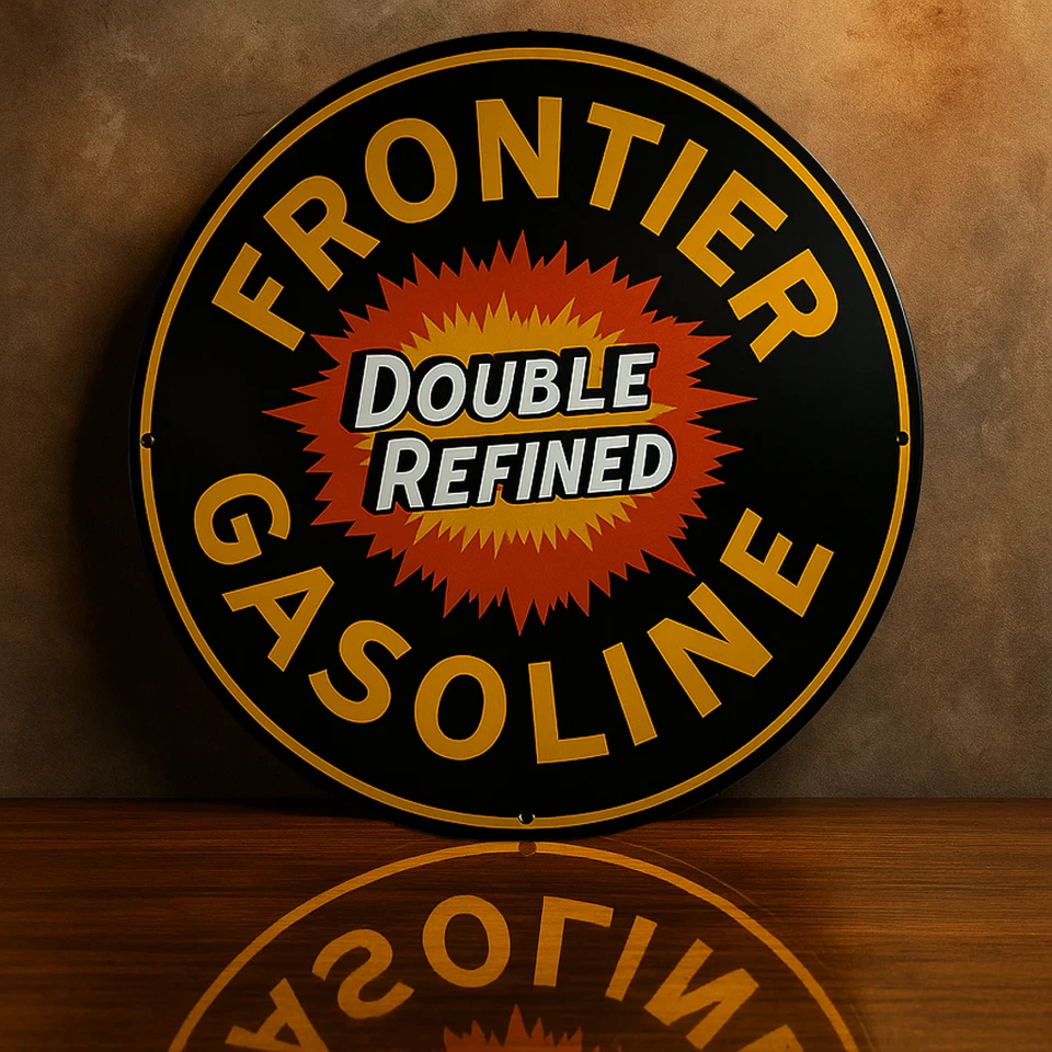 Frontier Gasoline Round Heavy Metal Sign Double Refined Retro Style– 19.7" 50 cm - Image 3 of 4