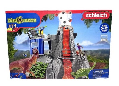 Schleich Volcano Expedition Base Camp 42564 Dinosaur Toy Set Lights & Eruption