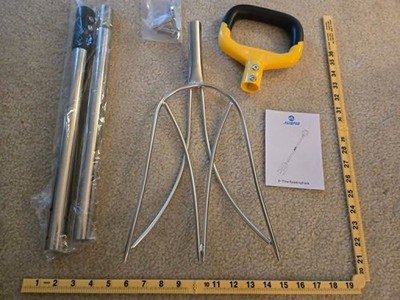 AUGFIR 3-Tine Garden Spading Fork, Compost, Steel Digging Fork, 50Inch - NIB