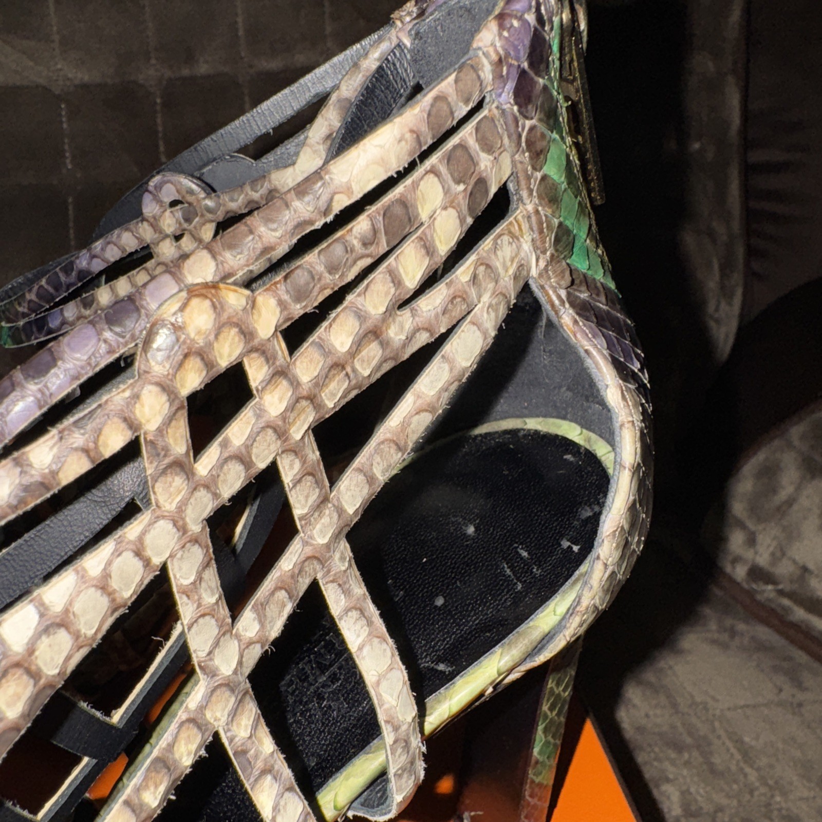 Hermes Multicolor Moon Python Open Toe Cage Sanda… - image 15