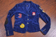 American Eagle Stretch Corduroy Blazer Patches Navy Women's Small S