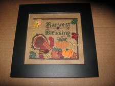 Completed Mill Hill "Harvest Blessing" Beaded Cross Stitch Framed