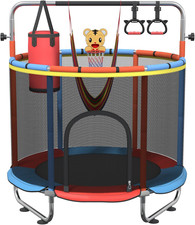 60" Toddler Trampoline for Age 2-4, 5Ft Mini Kids Trampoline Indoor with Basketb