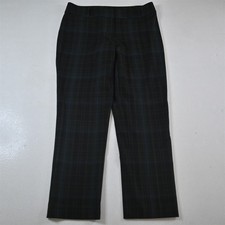 Ann Taylor 6 Green Tartan Plaid Curvy Straight Ankle Dress Womens Pants