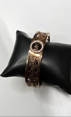 Michael Kors Rose Gold Tone Cut-Out Pave Crystal Logo Hinge