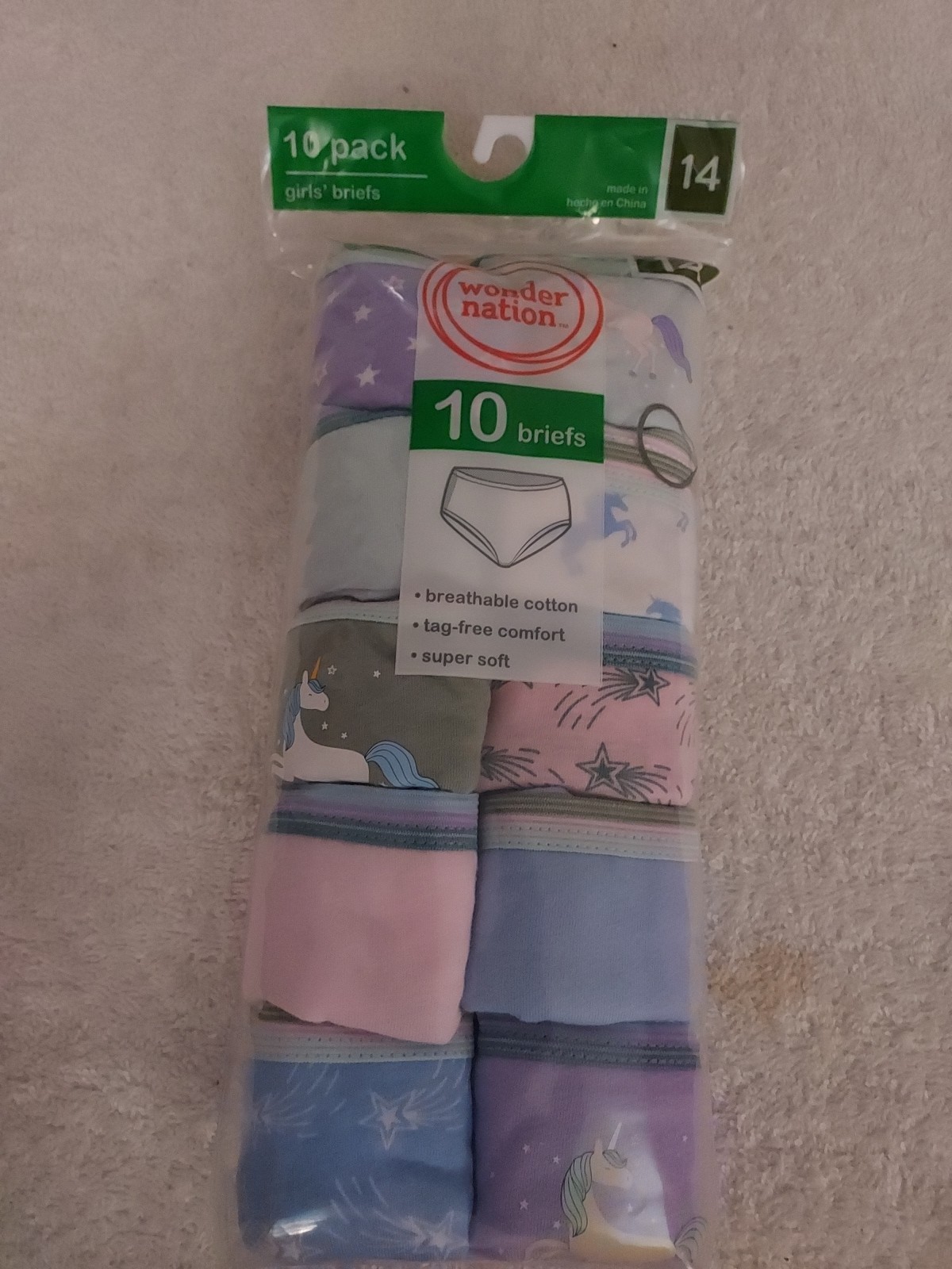 NWT WONDER NATION SIZE 14 BRIEF 10)  PACK PANTIES image 2