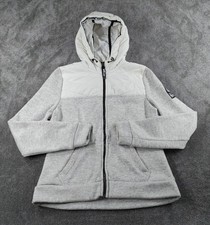 Superdry Hoodie Womens UK 12 Grey White Storm Hybrid Knitted Hiking Jacket Top
