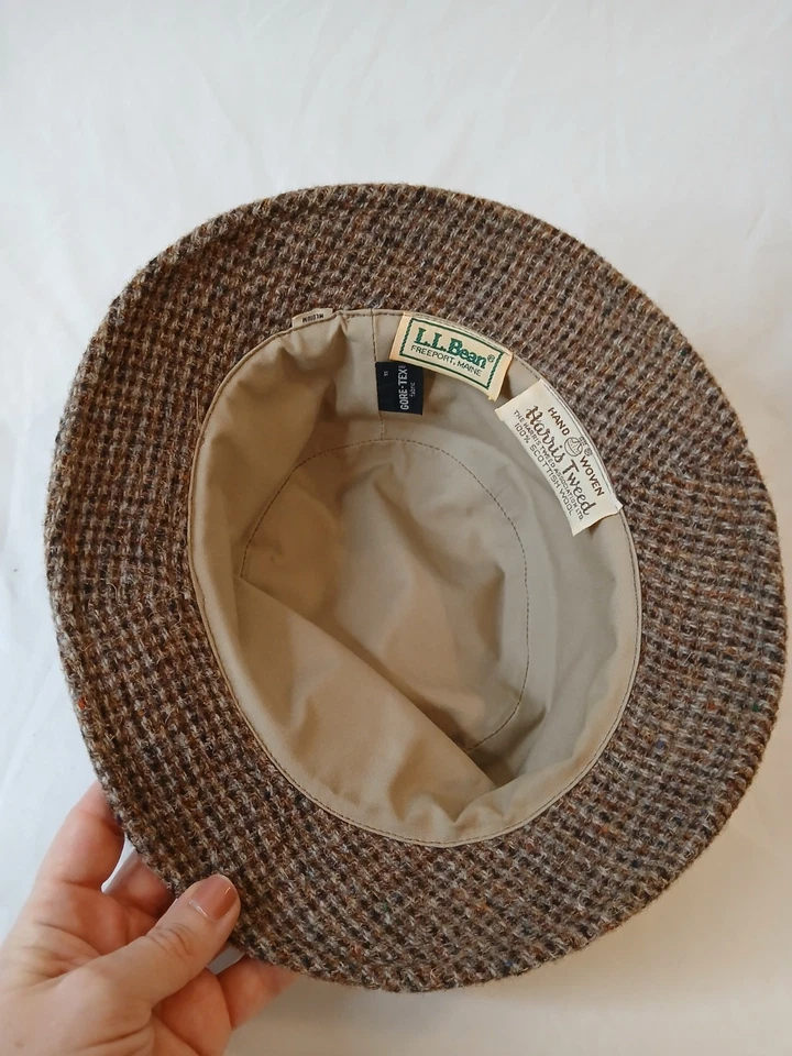 Винтажный LL Bean Harris твид 100% шотландская шерсть Gore-Tex коричневый ведро шляпа средний - Изображение 3 из 4