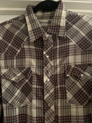 Vintage Roebucks Western Shirt Men’s Large Plaid Pearl Snap 80s Cowboy USA - Picture 4 of 19