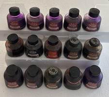15 Vintage PARKER QUINK 2 oz bottles of Violet, Red, Brown, & Blue-Black Ink