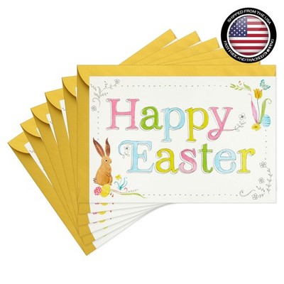 Delightful Pastel Wishes Easter Card Set - 6 High-Quality Illustrated Cards