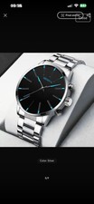 Geneva Men's Analogue Quartz Watch Silver Bracelet Black Dial