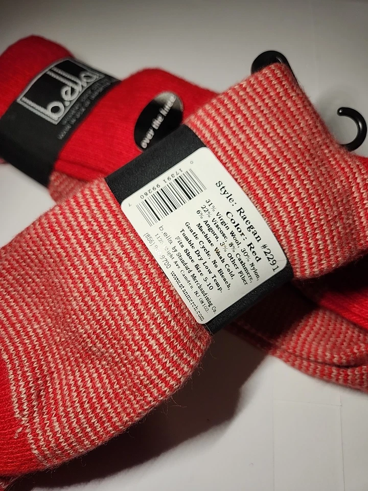 ☆ 2 PARES ☆ Calcetines B.ella Mezcla de Lana Cachemira Sobre la Rodilla OTK Rojo Raegan Foto 2 de 2