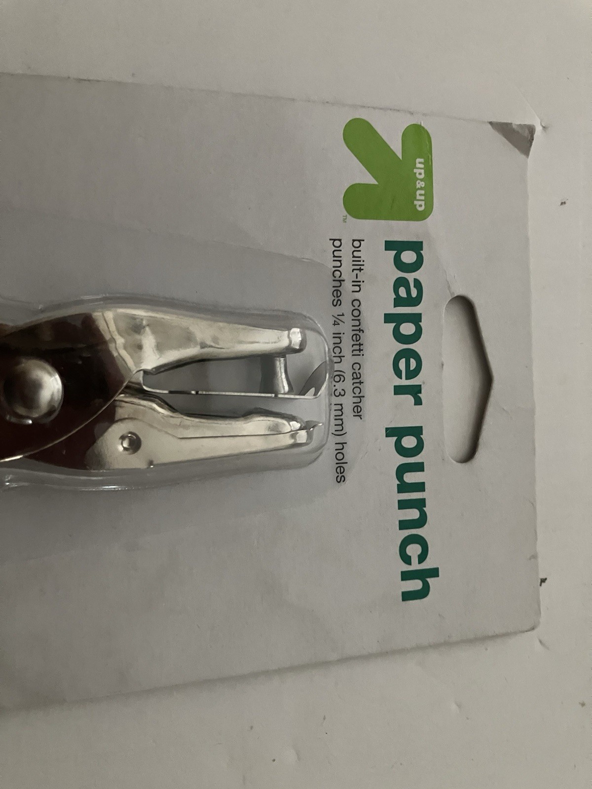 Paper Punch Single Hole 1/4" Rubber Grip Handheld Built In Confetti Catcher New